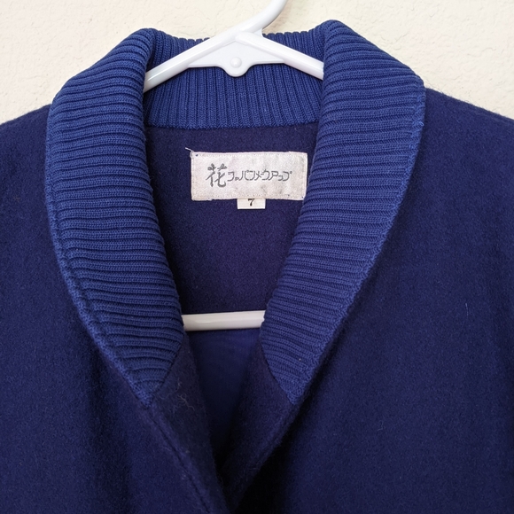 Vintage Japanese Sweater Dress Heavyweight Geometric Cut-Out Navy NWOT - Picture 11 of 11